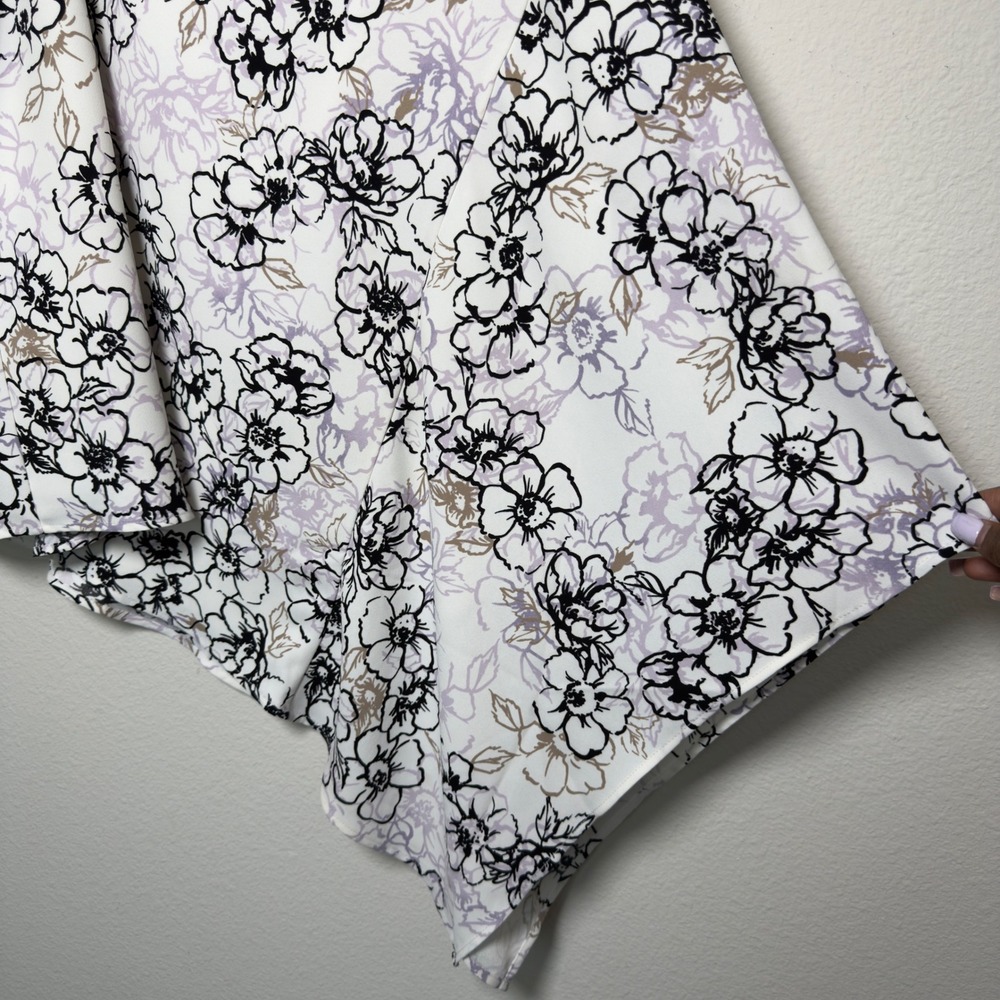 White House Black Market Women y2k Skirt 214 White Floral‎ Asymmetrical Artsy - Picture 2 of 7